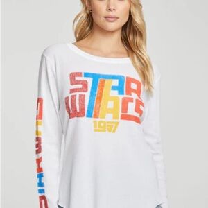 Chaser Long Sleeve White Shirt with Star Wars 1977 Graphic, size XS